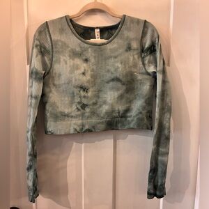 lululemon athletica Teal Colored Tie-Dye Crop Top
